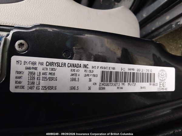 2012 DODGE GRAND CARAVAN SE — I9