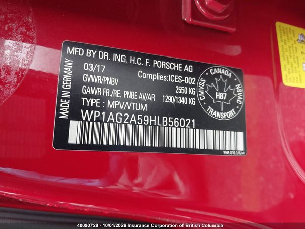 2017 PORSCHE MACAN — I9