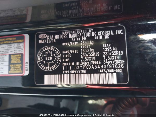 2017 KIA SORENTO SX/SX LIMITED — I9