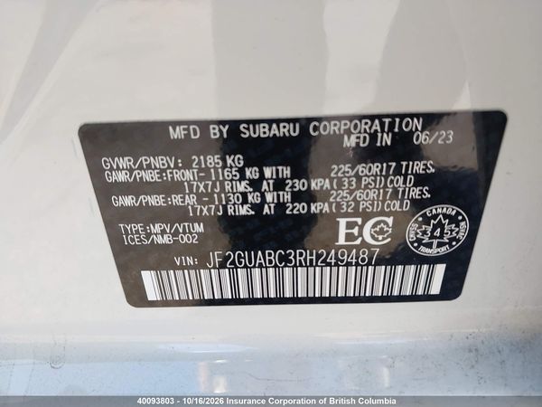 2024 SUBARU CROSSTREK CONVENIENCE — I9