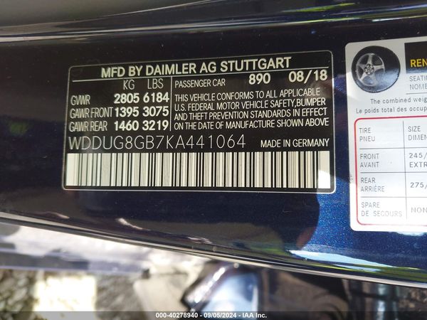 2019 MERCEDES-BENZ S 560 4MATIC