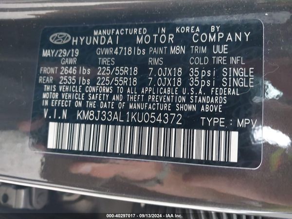 2019 HYUNDAI TUCSON SEL