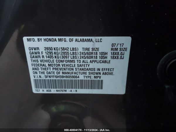2017 HONDA PILOT EX-L