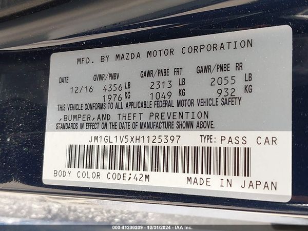 2017 MAZDA MAZDA6 TOURING
