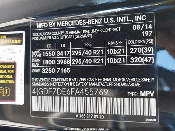 2015 MERCEDES-BENZ GL 550 4MATIC