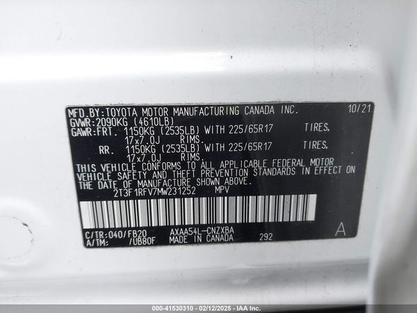 2021 TOYOTA RAV4 LE