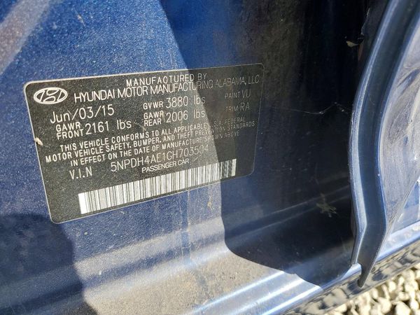 2016 HYUNDAI ELANTRA — VINS