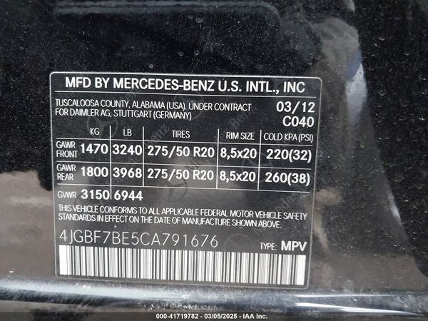 2012 MERCEDES-BENZ GL 450 4MATIC