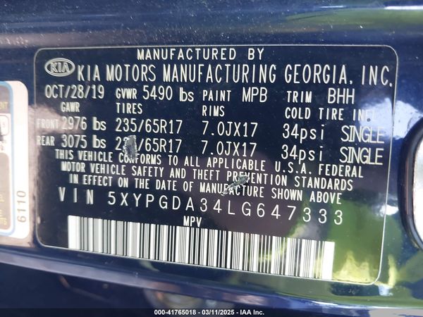 2020 KIA SORENTO 2.4L LX