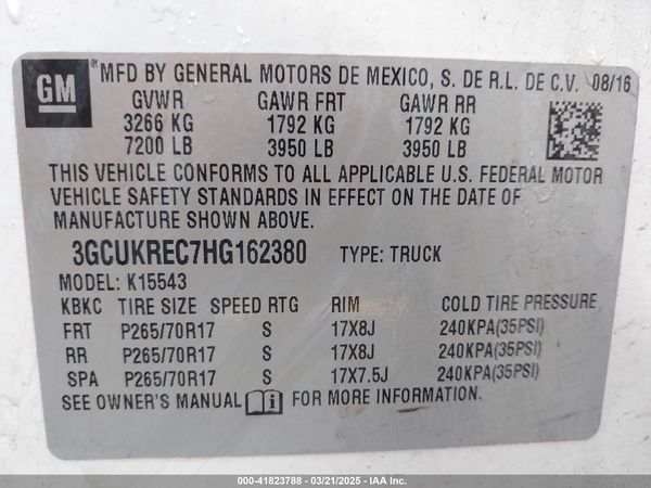 2017 CHEVROLET SILVERADO 1500 1LT — I9