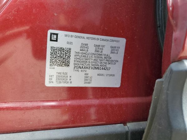 2021 CHEVROLET EQUINOX LT (1LT) — VINS
