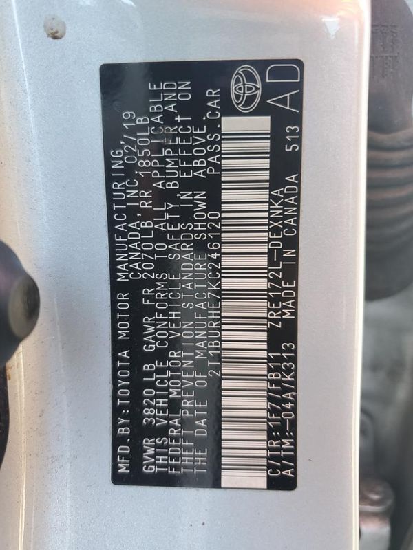 2019 TOYOTA COROLLA L/LE/SE/XLE/XSE