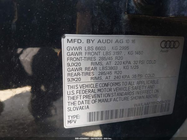 2017 AUDI Q7 3.0T PREMIUM