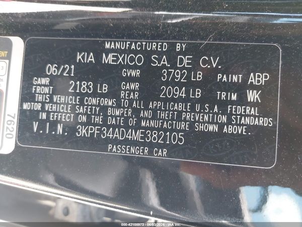 2021 KIA FORTE GT-LINE