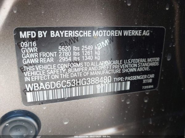2017 BMW 650I GRAN COUPE XDRIVE