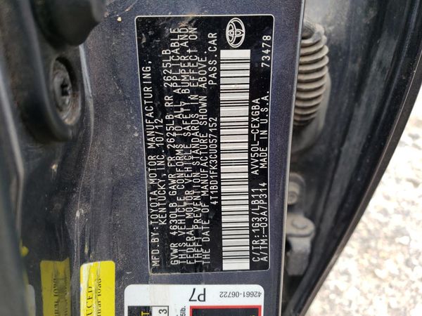 2012 TOYOTA CAMRY