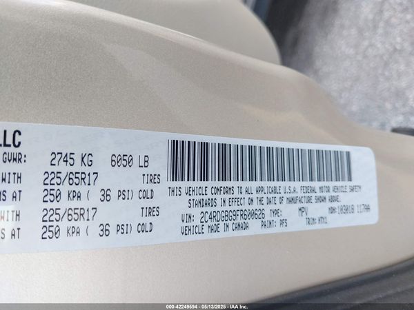 2015 DODGE GRAND CARAVAN AMERICAN VALUE PKG — I9