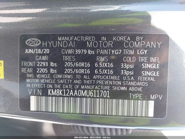 2021 HYUNDAI KONA SE