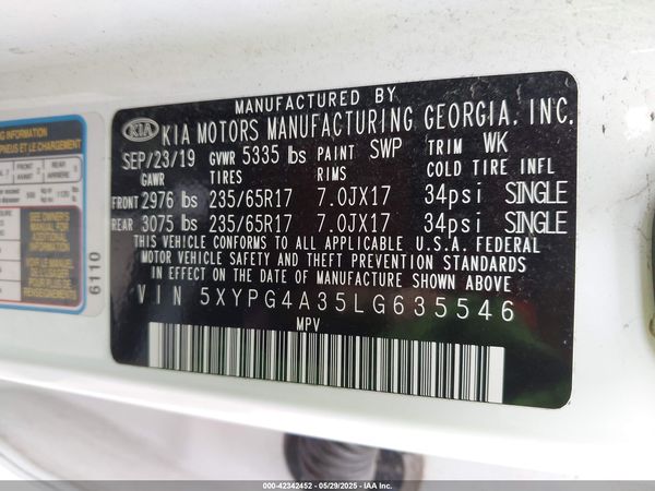 2020 KIA SORENTO 2.4L LX