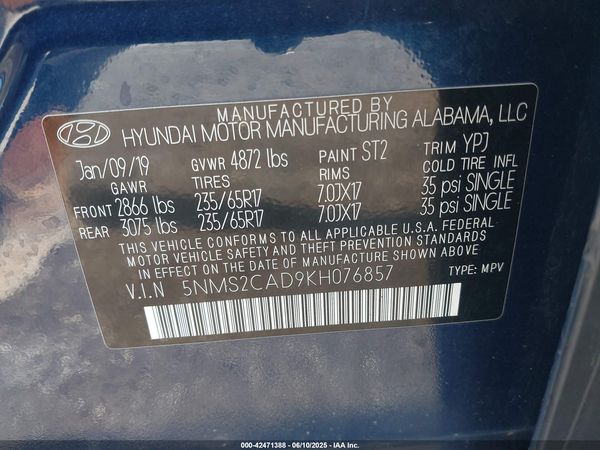2019 HYUNDAI SANTA FE SE