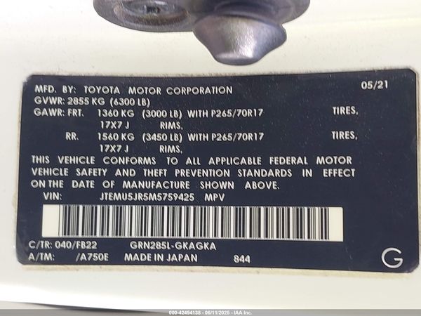 2021 TOYOTA 4RUNNER SR5