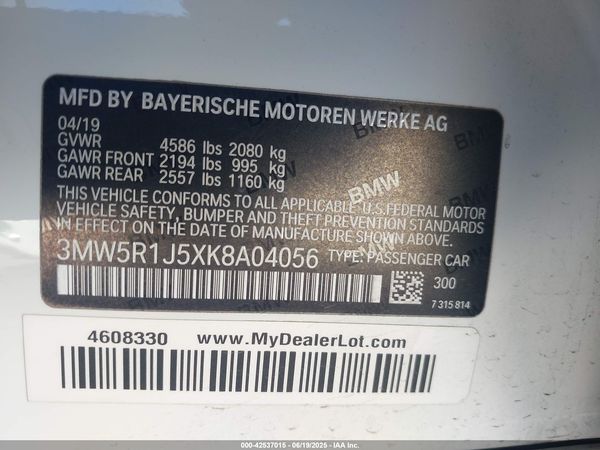 2019 BMW 330I