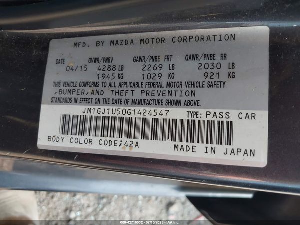 2016 MAZDA MAZDA6 I SPORT