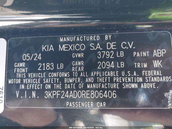 2024 KIA FORTE LXS