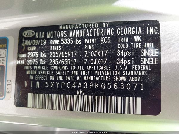 2019 KIA SORENTO 2.4L L