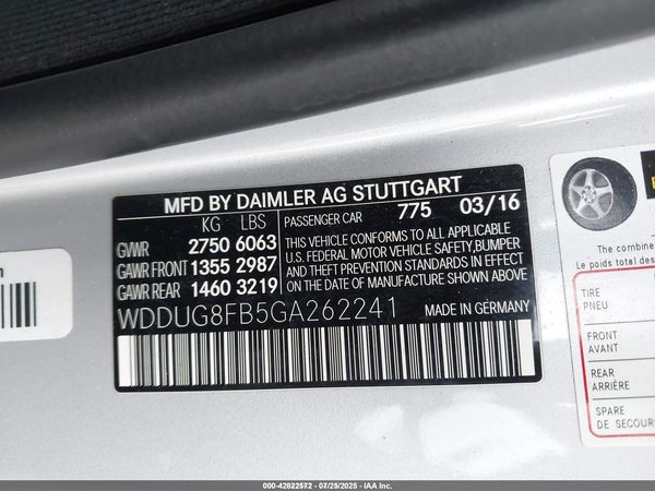 2016 MERCEDES-BENZ S 550 4MATIC