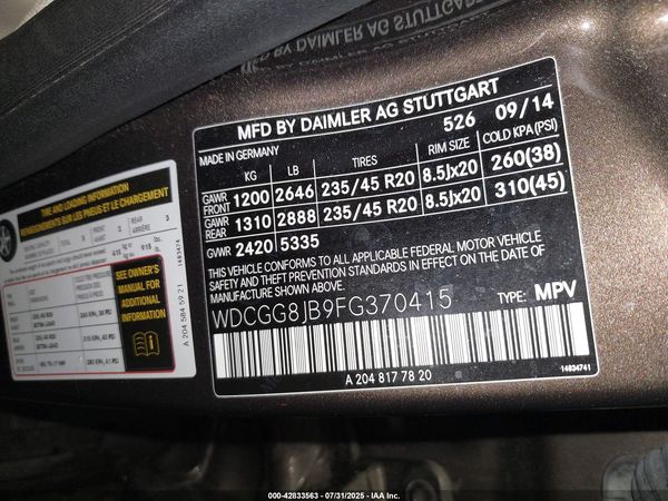 2015 MERCEDES-BENZ GLK 350 4MATIC