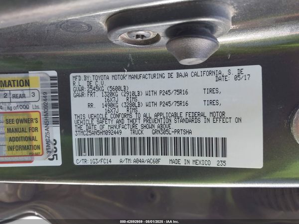2017 TOYOTA TACOMA SR5 V6