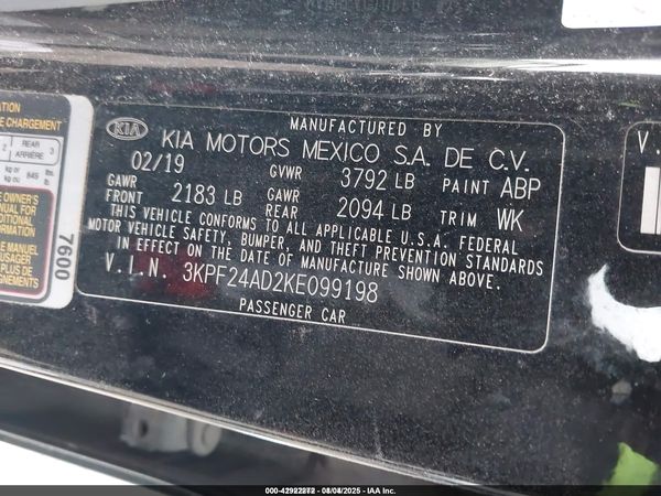2019 KIA FORTE FE
