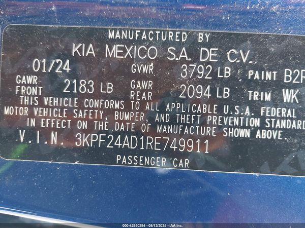 2024 KIA FORTE LXS