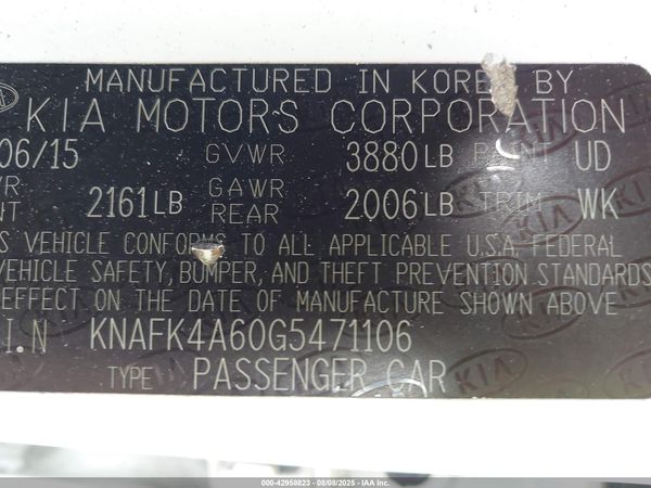 2016 KIA FORTE LX