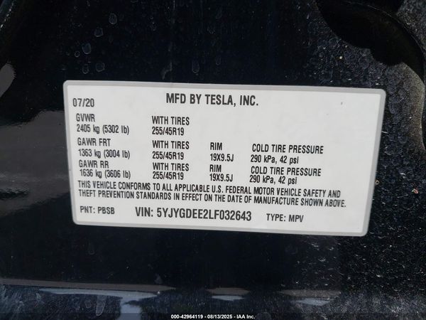 2020 TESLA MODEL Y