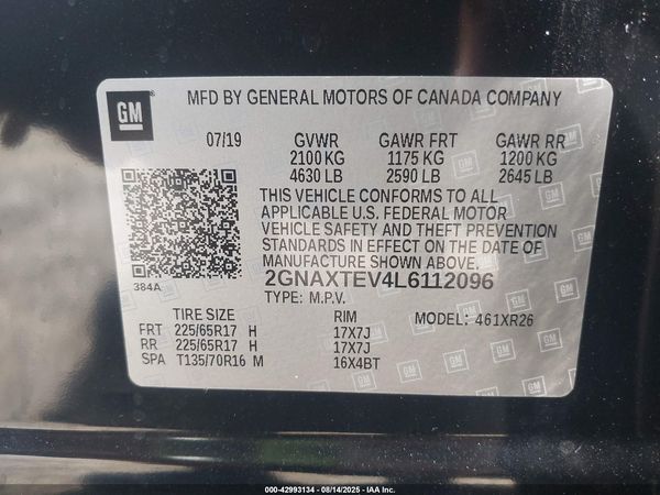 2020 CHEVROLET EQUINOX AWD 2FL — I9