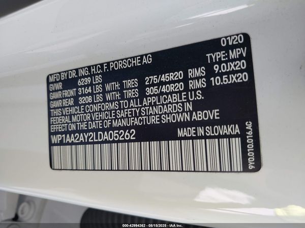2020 PORSCHE CAYENNE