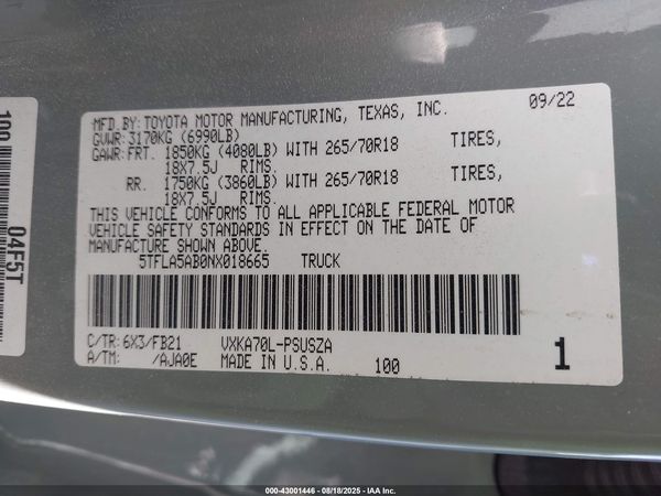 2022 TOYOTA TUNDRA SR5