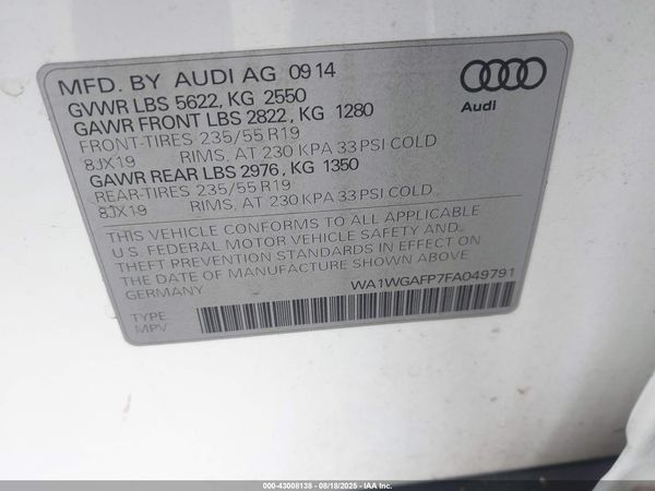 2015 AUDI Q5 3.0T PREMIUM PLUS