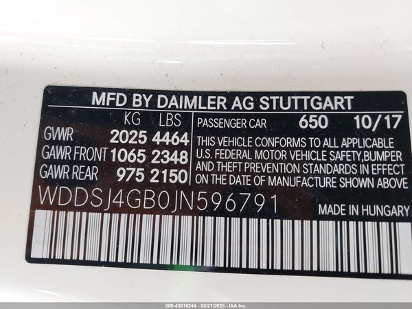 2018 MERCEDES-BENZ CLA 250 4MATIC