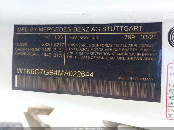 2021 MERCEDES-BENZ S 580 4MATIC