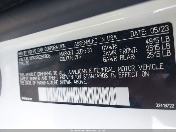 2024 VOLVO S60 B5 CORE DARK THEME