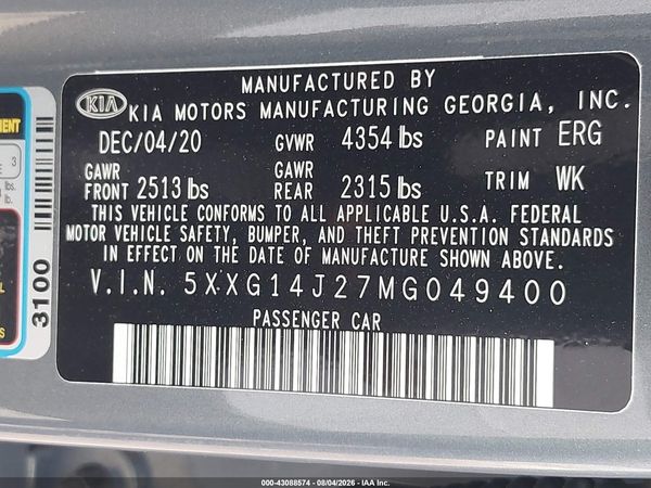 2021 KIA K5 LXS