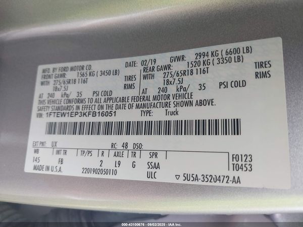 2019 FORD F-150 XLT