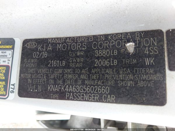 2016 KIA FORTE LX