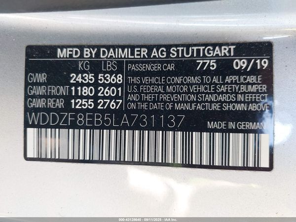 2020 MERCEDES-BENZ E 350 4MATIC