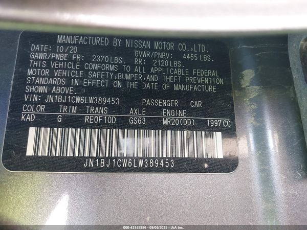 2020 NISSAN ROGUE SPORT S AWD XTRONIC CVT