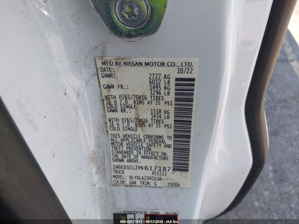 2023 NISSAN FRONTIER KING CAB S 4X2 — I9