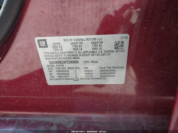 2015 CHEVROLET SILVERADO 1500 2LT — I9